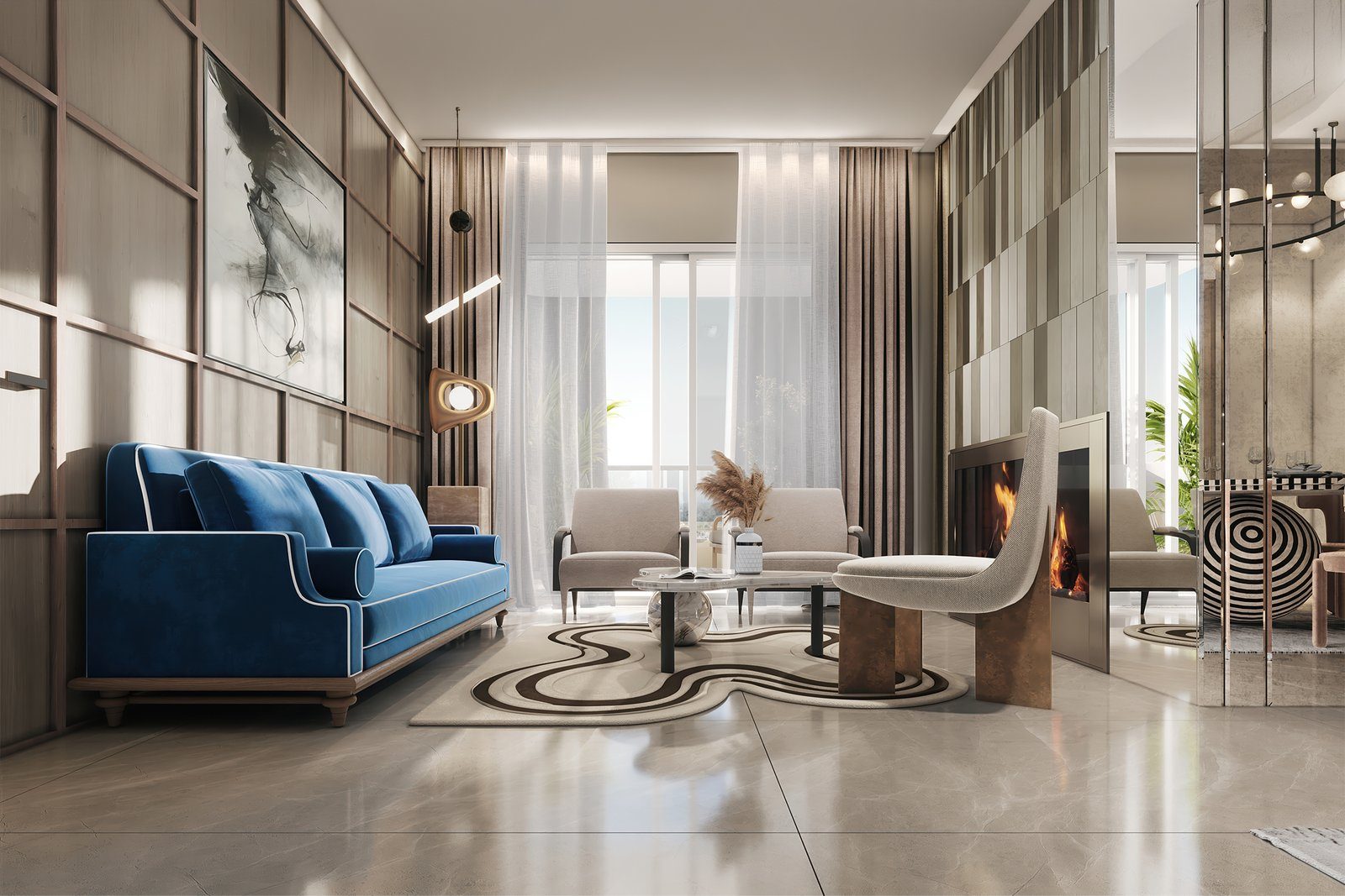Living room of a new apartment