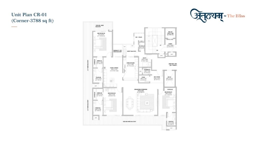 Atulyam The Bliss Unit Plan CR-01, 3,788 sq ft