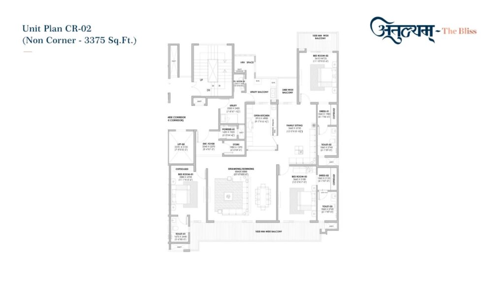 Atulyam The Bliss Unit Plan CR-02, 3,375 sq ft