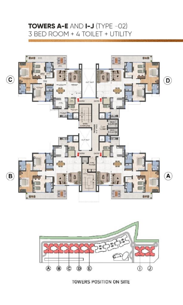 The Medallion Aurum 3 BHK Tower Floor Plan